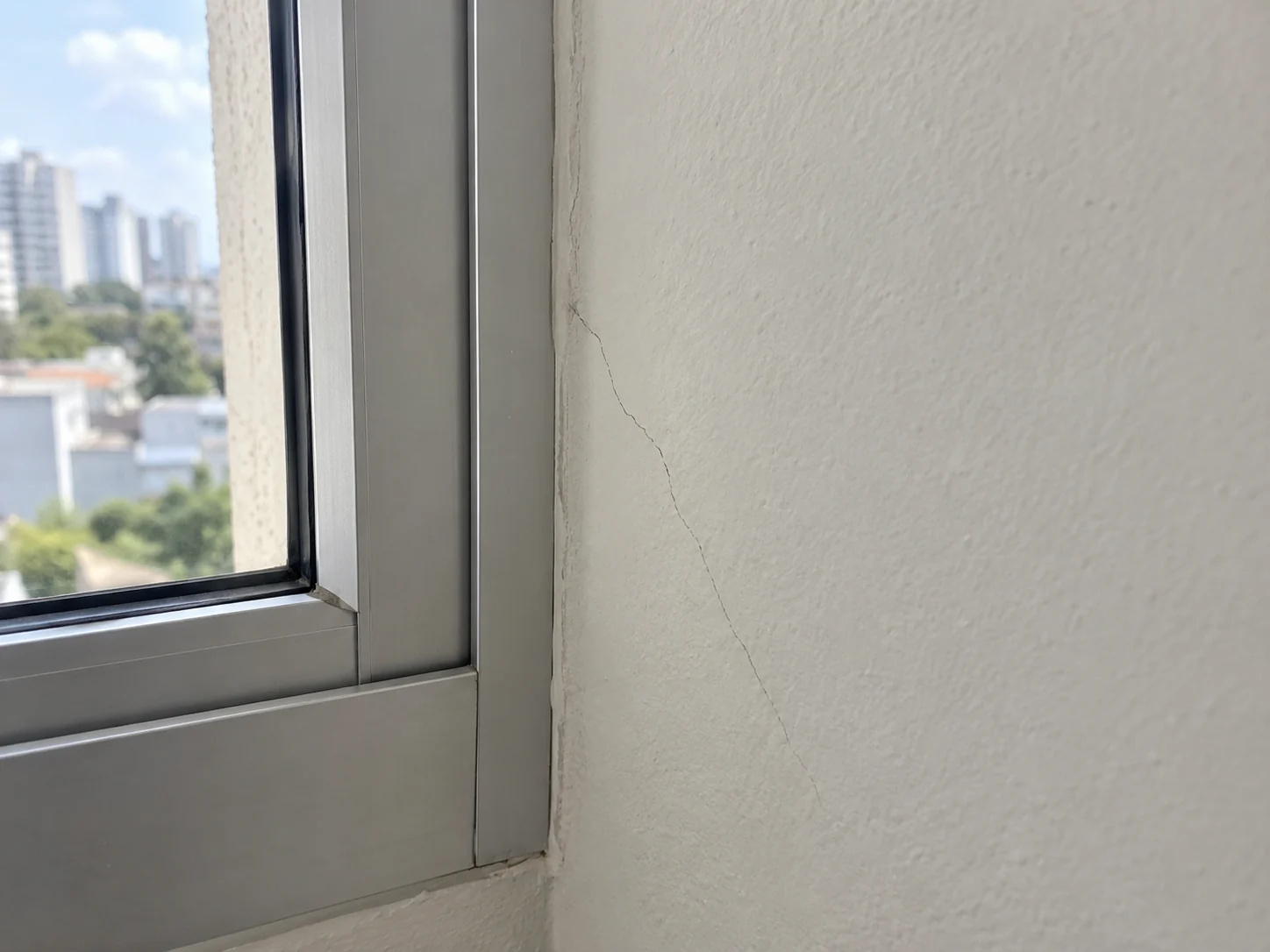 Marca aparente junto à janela da sala.